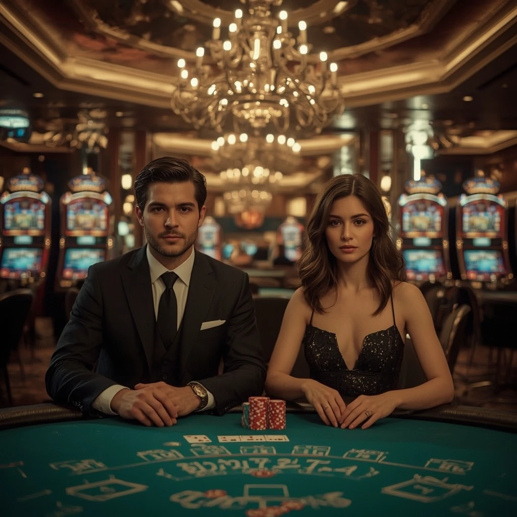 Deux joueurs de poker dans un 1Win Casino